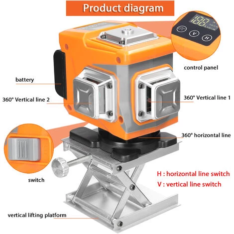 LIFCAUSAL Multifunktionaler Grünlichtlaser 3° Selbstnivellierende Maschine Wiederaufladbares Lithium-Batterie-Nivellierwerkzeug Omnidirektionaler Bodenwandaufkleber Mit Vertikaler Horizontaler Schräger Linie (12 Linien Mit Stativ) 2 LIFCAUSAL Multifunktionaler Grünlichtlaser 3° Selbstnivellierende Maschine Wiederaufladbares Lithium-Batterie-Nivellierwerkzeug Omnidirektionaler Bodenwandaufkleber Mit Vertikaler Horizontaler Schräger Linie (12 Linien Mit Stativ) – Bild 2
