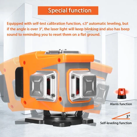 LIFCAUSAL Multifunktionaler Grünlichtlaser 3° Selbstnivellierende Maschine Wiederaufladbares Lithium-Batterie-Nivellierwerkzeug Omnidirektionaler Bodenwandaufkleber Mit Vertikaler Horizontaler Schräger Linie (12 Linien Mit Stativ) 5 LIFCAUSAL Multifunktionaler Grünlichtlaser 3° Selbstnivellierende Maschine Wiederaufladbares Lithium-Batterie-Nivellierwerkzeug Omnidirektionaler Bodenwandaufkleber Mit Vertikaler Horizontaler Schräger Linie (12 Linien Mit Stativ) – Bild 5