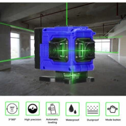 LIFCAUSAL Multifunktionaler 12-Linien-Laser Mit Grünem Licht, 3 °, Selbstnivellierende Maschine, Wiederaufladbare Lithiumbatterie, Nivellierwerkzeug, Omnidirektionaler Bodenwandaufkleber (blau) -Angebote Fliesenleger-Werkzeug Store 63705522 3