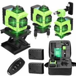 LIFCAUSAL Multifunktionaler 16-Linien-Laser-Level 3° Selbstnivellierungsfunktion Nivellierwerkzeug Omnidirektionaler Boden Wandaufkleber Heimwerker-Werkzeug-Set (Typ 1 Grün)