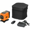 LIFCAUSAL Multifunktionaler 12-Linien-Laser Mit Grünem Licht, 3 °, Selbstnivellierende Maschine, Wiederaufladbare Lithiumbatterie, Nivellierwerkzeug, Omnidirektionaler Bodenwandaufkleber (Orange)