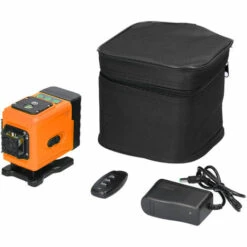 LIFCAUSAL Multifunktionaler 12-Linien-Laser Mit Grünem Licht, 3 °, Selbstnivellierende Maschine, Wiederaufladbare Lithiumbatterie, Nivellierwerkzeug, Omnidirektionaler Bodenwandaufkleber (Orange)