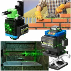 SUPERSELLER Grüne 16-Linien-Wasserwaage,3D 16-Linien-Wandwasserwaage 360 Grad Mit Sockel,Wasserwaage + Hubtisch + Eisenplatte + Wandhalterung + 2 Batterien + Tragetasche + Stecker,Euro 220V -Angebote Fliesenleger-Werkzeug Store 63862568 3