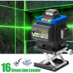 SUPERSELLER Grüne 16-Linien-Wasserwaage,3D 16-Linien-Wandwasserwaage 360 Grad Mit Sockel,Wasserwaage + Hubtisch + Eisenplatte + Wandhalterung + 2 Batterien + Tragetasche + Stecker,Euro 220V -Angebote Fliesenleger-Werkzeug Store 63862568 4