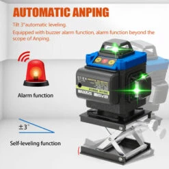 SUPERSELLER Grüne 16-Linien-Wasserwaage,3D 16-Linien-Wandwasserwaage 360 Grad Mit Sockel,Wasserwaage + Hubtisch + Eisenplatte + Wandhalterung + 2 Batterien + Tragetasche + Stecker,Euro 220V -Angebote Fliesenleger-Werkzeug Store 63862568 5