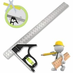MINKUROW Kombinationswinkel Kombinationswinkel Einstellbares Kombinationswinkellineal Edelstahl-Winkelwinkel Mit Wasserwaage – Professionelles Messwerkzeug Für Zimmermann
