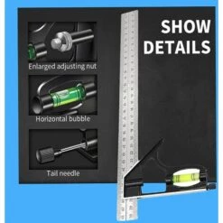 MINKUROW Kombinationswinkel Kombinationswinkel Einstellbares Kombinationswinkellineal Edelstahl-Winkelwinkel Mit Wasserwaage – Professionelles Messwerkzeug Für Zimmermann -Angebote Fliesenleger-Werkzeug Store 64523460 3