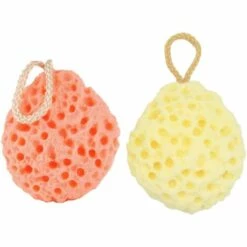 MINKUROW Natürlicher Badeschwamm Dusche Scrubber Peeling Massageschwämme Ball Puff Badebürste Für Damen Herren Badzubehör 2 Stk