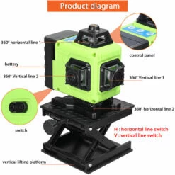 SUPERSELLER Modellbau Im Zug Mini-Multifunktions-16-Draht-Wasserwaagen-Set (Wasserwaage + Sockel + Wandhalterung + Eisenplatte + Hebebühne + Laserziel + Adapter + Fernbedienung + 2 Batterien + Ladegerät + Handbuch + Tragetasche Zwei Batterien Und Eine Ladung , Grün -Angebote Fliesenleger-Werkzeug Store 64681550 3
