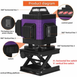 KKmoon Multifunktionales 16-adriges Nivellierset, Wasserwaage + Hubtisch + Eisenplatte + Wandhalterung + Fernbedienung + Akku + Netzteil + Adapter + Tragetasche + Bedienungsanleitung Zwei Akkus Und Eine Ladung -Angebote Fliesenleger-Werkzeug Store 64681572 4