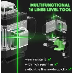 SUPERSELLER Multifunktionaler 16-Linien-Laser-Wasserwaage, Wasserwaage + Wandhalterung + Hubtisch + Fensterfutter + Adapter + Eisenplatte + Fernbedienung + Netzkabel + Tragetasche + Handbuch -Angebote Fliesenleger-Werkzeug Store 64683511 5