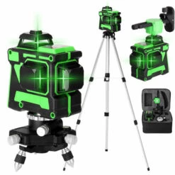 KKMOON 3D 12-Linien Laser Level Set Level + Drehsockel + Wandhalterung + Dreieckhalterung + Netzteil + Tragetasche + Bedienungsanleitung