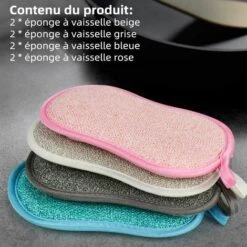 RHAFAYRE Set Mit 8 Waschbaren Geschirrspülschwämmen The Kitchen Antibakterielle Wiederverwendbare Mikrofaser-Scheuerschwämme Doppelschwamm Schwamm Für Antihaftbeschichtete Töpfe Pfannen Töpfe -Angebote Fliesenleger-Werkzeug Store 64688719 5