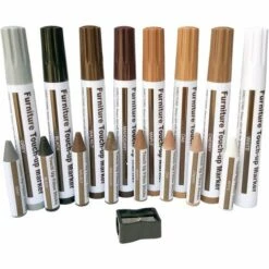HEGUYEY 17-teiliges Set, 8 Marker Und 8 Reparatur-Wachsstifte Für Holzmöbel, Für Flecken, Kratzer, Böden, Tische, Rahmen, Betten, Mit Spitzer