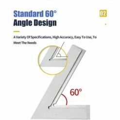 FUIENKO 60 Grad Winkel Flache Rand Platz Winkel Lineal Metall Quadrat Herrscher Rand Stahl Mess Werkzeug Carpenter Platz Kennzeichnung Herrscher Werkzeuge,150x100 With Base 60 -Angebote Fliesenleger-Werkzeug Store 65186000 3