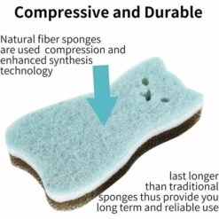 ILOVEMILAN Küchen-Schrubbschwämme, Kratzfester, Strapazierfähiger, Strapazierfähiger Schrubbschwamm Für Geschirr, Töpfe Und Pfannen, Dreilagiger Reinigungsschwamm In Katzenform (4er-Pack) (Katze) -Angebote Fliesenleger-Werkzeug Store 65259426 5