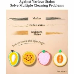 ILOVEMILAN 4 Stück Geschirrreinigungsschwämme, Süßer Verdickter Küchenschwamm In Fruchtform, Multifunktionaler Wischdekontaminationsschwamm, Leichter Geschirrspülschwamm, Küchenwerkzeug -Angebote Fliesenleger-Werkzeug Store 65259693 3