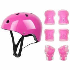 GESCHENKE 7 PCS Kinder Schutzausrüstung Set Rollschuh Helm Ellbogen Handgelenk Knieschützer Für Skateboard Radfahren Skating Scooter (Rot, M) -Angebote Fliesenleger-Werkzeug Store 65635016 4
