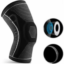 LIFCAUSAL 1 Stück Kniebandage Für Männer Und Frauen, Kniebandage Mit Seitenstabilisatoren, Silikonpolster, Sport-Kniebandage Für Gewichtheben, Powerlifting, Laufen