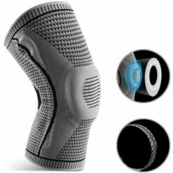 LIFCAUSAL 1pcs Kniebandage Männer Frauen Kniebandage Mit Seitlichen Stabilisatoren Silikonpolster Sport Kniebandage Für Gewichtheben Powerlifting Laufen Grau XL