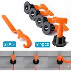 LITZEE Fliesen Nivelliersystem, 100 Pcs Fliesenausgleichssystem Bodenbelag Wand Kunststoff Clip Verstellbar Locator Spacer Zange Level Wedge Handwerkzeug Wiederverwendbar Kit -Angebote Fliesenleger-Werkzeug Store 65823647 4
