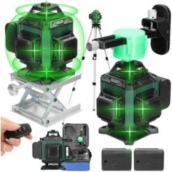 LIFCAUSAL Multifunktionaler 16-grüner Linienlaser, 3 °, Selbstnivellierende Funktion, Nivellierwerkzeug, Omnidirektionaler Bodenwandaufkleber, Heimwerker-Werkzeugset Mit Stativ