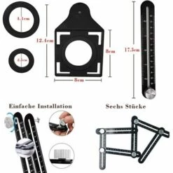 THSINDE Multi-Winkel-Messlineal Mit Positionierungsloch, 6-seitiges Klapplineal Aus Aluminiumlegierung, Schablonen-Messwerkzeug, Schwarz -Angebote Fliesenleger-Werkzeug Store 66210649 3