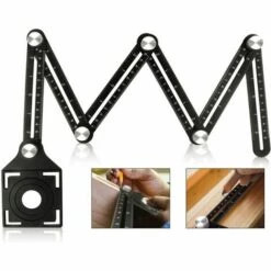 THSINDE Multi-Winkel-Messlineal Mit Positionierungsloch, 6-seitiges Klapplineal Aus Aluminiumlegierung, Schablonen-Messwerkzeug, Schwarz -Angebote Fliesenleger-Werkzeug Store 66210649 4
