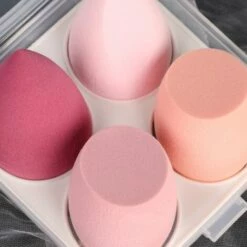 ILOVEMILAN 4 Beauty Eggs Water Drop Puff Makeup Eggs Abgeschrägter Schwamm Puderquaste Makeup Schwamm Latexfreier Makeup Blender Professioneller Beauty Schwamm, Mehrfarbiger Makeup Schwamm Für Flüssige Foundation, Creme, Puder (Rosa)