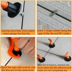 BEARSU 100 Stück Fliesen-Nivellierer Mit Spezialschlüssel Zum Nivellieren Von Fliesen – Wiederverwendbare Bauwerkzeuge -Angebote Fliesenleger-Werkzeug Store 66404594 3