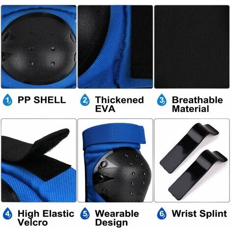 ECHOO Inliner Protection Kit Für Erwachsene Kinder, 6 In 1 Schutzsets Inlineskates Knieschützer, Ellbogenschützer, Handgelenkschützer Für Fahrrad/Rollschuhlaufen/Skating/Scooter/Skateboard 2 ECHOO Inliner Protection Kit Für Erwachsene Kinder, 6 In 1 Schutzsets Inlineskates Knieschützer, Ellbogenschützer, Handgelenkschützer Für Fahrrad/Rollschuhlaufen/Skating/Scooter/Skateboard – Bild 2