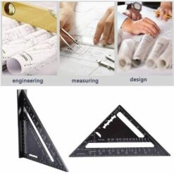 BEARSU 7-Zoll-Dreieckslineal Aus Aluminiumlegierung, Schwarzes Quadrat, Hohe Genauigkeit, Messwerkzeug Für Zimmermann (metrisches System) -Angebote Fliesenleger-Werkzeug Store 66762996 4