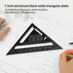 BEARSU 7-Zoll-Dreieckslineal Aus Aluminiumlegierung, Schwarzes Quadrat, Hohe Genauigkeit, Messwerkzeug Für Zimmermann (metrisches System) -Angebote Fliesenleger-Werkzeug Store 66762996 5