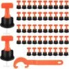 DECKON Fliesen Nivelliersystem, 50 Stück Fliesen Nivellierer, Fliesen Nivelliersystem Kit Für Wand- Und Bodenbauwerkzeuge, Mit Spezialschlüssel