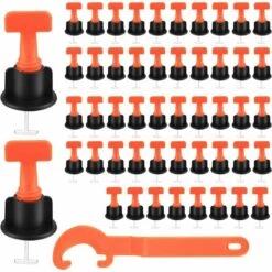 DECKON Fliesen Nivelliersystem, 50 Stück Fliesen Nivellierer, Fliesen Nivelliersystem Kit Für Wand- Und Bodenbauwerkzeuge, Mit Spezialschlüssel