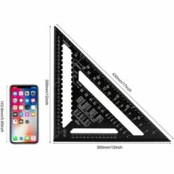 DECKON Quadratisches Dreieck Winkellineal Winkelmesser Hohe Genauigkeit Aluminiumlegierung Messwerkzeug 12 Zoll, Schwarz -Angebote Fliesenleger-Werkzeug Store 66987520 3