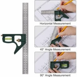 RHAFAYREKombinationswinkellineal, Kombinationswinkel Mit Wasserwaage Und Markierungswerkzeug, Kombinationswinkel Aus Edelstahl, Verstellbarer Zimmermannswinkel Aus Metall Zum Messen, Markieren Und Zeichnen 300 Mm Schwarz -Angebote Fliesenleger-Werkzeug Store 67282761 3
