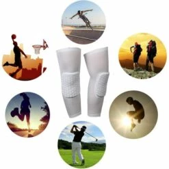 BF Knieschoner Knieschoner Waben Antikollision Verlängert Profi Trainingspads Herren Und Damen Basketballausrüstung Sportschoner Dehnbare Knieschoner Knieschoner Oberschenkelschoner 1 Paar Weiß 43cm -Angebote Fliesenleger-Werkzeug Store 67632341 3