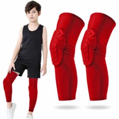 HAPPYSHOPPING Kinder-Beinmanschetten Anti-Rutsch-Beinmanschetten Mit Schützenden Knieschützern Für Basketball-Volleyball-Skating, Rot YXL