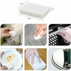 EINEMGELD 50 Stück Schwamm,radierschwamm,der Ideale Reinigungs Schwamm,für Alle Arten Von Schmutz & Verunreinigungen In Küche, Bad, Möbeln,Türen, Computer-Zubehör Geeignet. (10 X 6 X 2cm, Weiß) -Angebote Fliesenleger-Werkzeug Store 68105523 4