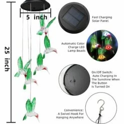 MONLY 2 Farbwechselnde LED-Solar-Kolibri-Windspiele, Dekorative Hängende Windspiele Für Weihnachtsbeleuchtung, Weihnachtsdekoration, Geburtstagsgeschenke, Innenterrasse -Angebote Fliesenleger-Werkzeug Store 68147971 3