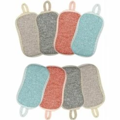 ECHOO Wiederverwendbare Mikrofaser-Scheuerschwämme Doppelschwamm Mikrofaser-Scheuerschwämme Doppelseitige Scheuerschwämme Geruchlos Wiederverwendbare Doppel-Scheuerschwämme Doppelseitige Scheuerschwämme (8 Stück)