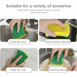 MONLY 10 Stück Doppelseitiger Geschirrspülschwamm, Strapazierfähiger Schrubbschwamm Aus Zellulose Zum Schrubben Von Geschirr In Der Küche -Angebote Fliesenleger-Werkzeug Store 68293470 5