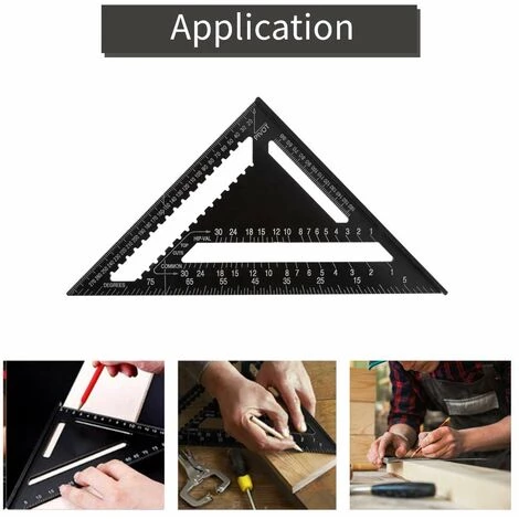 MONLY 12 Zoll Dreieckiges Quadratisches Lineal, Metrisches Und Imperiales Lineal Aus Aluminiumlegierung, Quadratisches Messwerkzeug Für Dachsparren Für Zimmermann, Rahmen, Bedachung, Gebäude, Schwarz 3 MONLY 12 Zoll Dreieckiges Quadratisches Lineal, Metrisches Und Imperiales Lineal Aus Aluminiumlegierung, Quadratisches Messwerkzeug Für Dachsparren Für Zimmermann, Rahmen, Bedachung, Gebäude, Schwarz – Bild 3