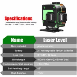 ASUPERMALL Multifunktionaler 12-Linien-Laser, 3 °, Selbstnivellierende Maschine, Wiederaufladbares Lithium-Batterie-Nivelliergerät, Omnidirektionaler Bodenwandaufkleber Mit Vertikaler, Horizontaler, Schräger Linie -Angebote Fliesenleger-Werkzeug Store 68297091 5
