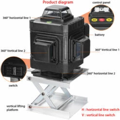 ASUPERMALL Multifunktionaler 16-Linien-Laser-Level 3 ° Selbstnivellierende Maschine, Wiederaufladbares Lithium-Batterie-Nivellierwerkzeug Mit Omnidirektionalem Bodenwandaufkleber Mit Wasserwaage, Heimwerker-Werkzeugset -Angebote Fliesenleger-Werkzeug Store 68297187 4