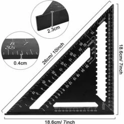 MINKUROW Aluminium-Dreieck-Lineal, 7-Zoll-Geschwindigkeits-Quadrat-Messlineal-Werkzeug, Schwarze, Hochpräzise Aluminiumlegierung Für Ingenieur Und Zimmermann -Angebote Fliesenleger-Werkzeug Store 68297687 4
