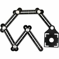 MONLY Sechsseitiges Jig-Lineal Aus Aluminiumlegierung, Multi-Winkel-Messlineal Mit Ahle, Keramikfliesen-Bohranleitung Für Heimwerker