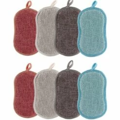 ECHOO 8 Stück Wiederverwendbare Scheuerschwämme Mikrofaser Mikrofaser Scheuertuch Doppelschwamm Geruchlos Wiederverwendbare Doppelschwämme Scheuern Doppelseitiges Scheuertuch