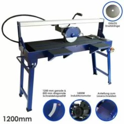 T-MECH Fliesenschneider Nassschneider 1200mm Schnittlänge 1200W Elektrisch Tisch Fliesensäge Steintrennmaschine Fliesennassschneider Fliesen Wasserpumpe Steinschneider Fliesentrenner Steinsäge
